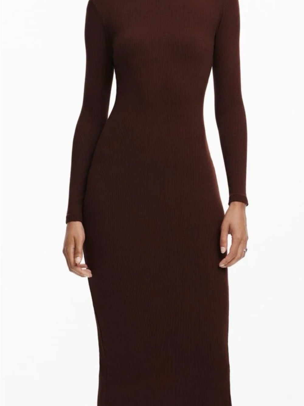 Desigual Long Sleeve Ribbed Maxi  Dress in Dark Brown - Picture 12 of 12
